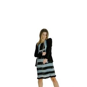 NEW VIVANA UCHITEL open front cardi in black/blue